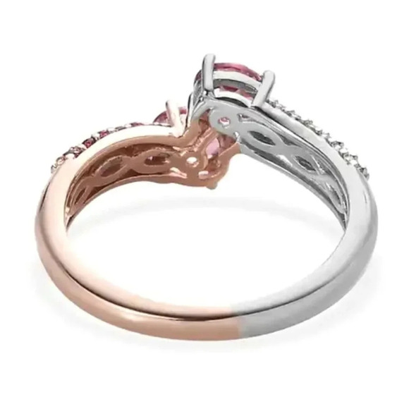 Premium Natural Pink Tourmaline, Lotus Garnet & White Zircon Ring - Picture 5 of 6